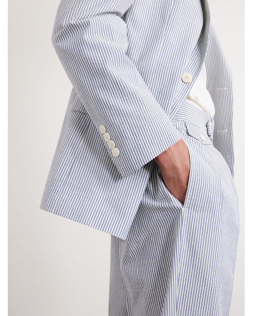 Polo Ralph Lauren White Tapered Striped Cotton-seersucker Trousers for men