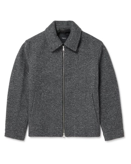 Theory Gray Milo Wool-Blend Bouclé Blouson Jacket for men