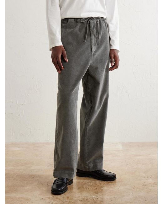 Officine Generale Gray Fernand Wide-Leg Cotton-Blend Corduroy Trousers for men