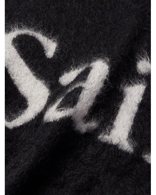 SAINT Mxxxxxx Logo-Jacquard Brushed Mohair-Blend Sweater in Black