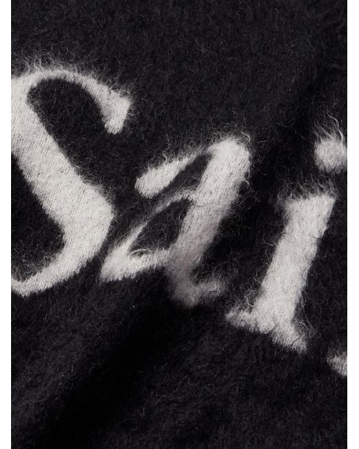 Pullover in misto mohair spazzolato con logo jacquard di SAINT Mxxxxxx in Black da Uomo