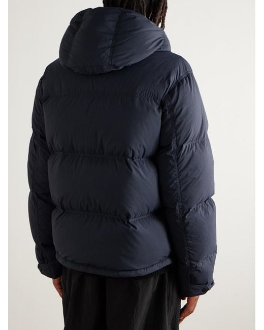 Stone Island Blue Quilted Cordura® Ripstop Hooded Down Jacket for men