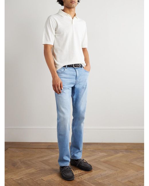 Eleventy White Garment-Dyed Cotton Polo Shirt for men