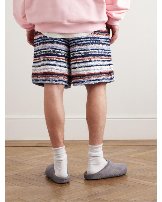 Marni Blue Straight-leg Striped Crocheted Cotton Shorts for men