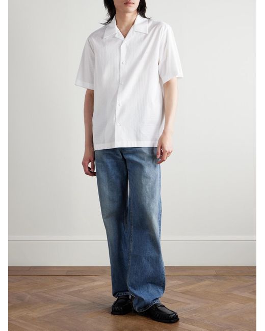 Jil Sander White Camp-Collar Cotton-Ripstop Shirt for men