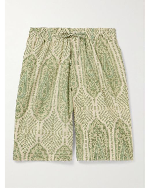 Kardo Natural Straight-leg Printed Cotton Drawstring Shorts for men