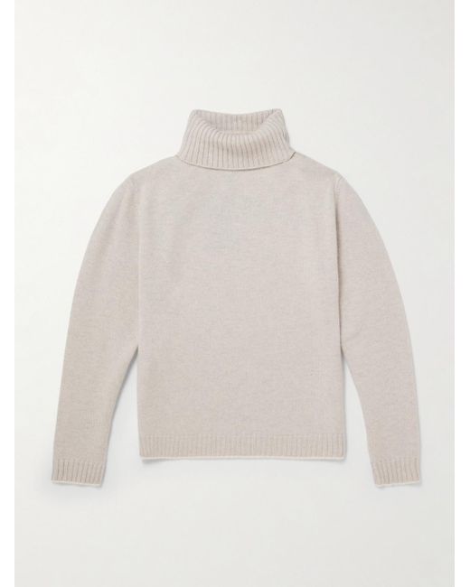 N.Peal Cashmere White Stanley Tucci Organic Cashmere Rollneck Sweater for men