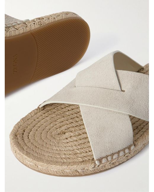 Zegna White Panarea Suede Sandals for men