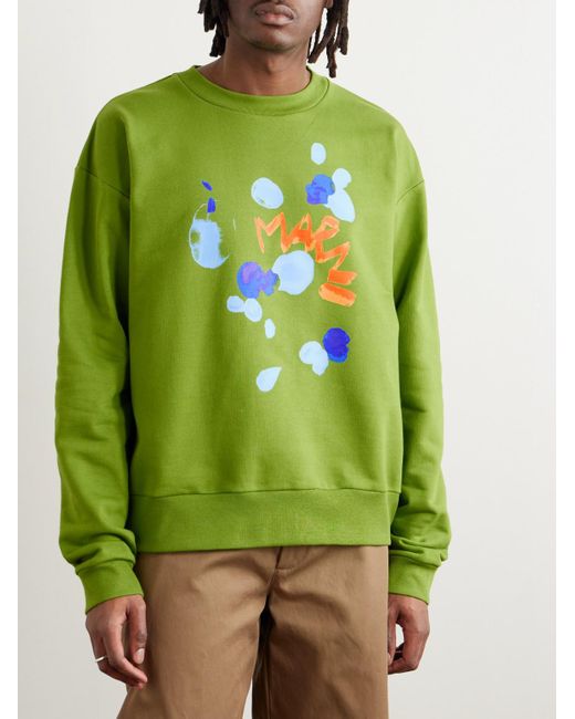 Marni Sweatshirt aus Baumwoll-Jersey mit Logoprint in Green für Herren