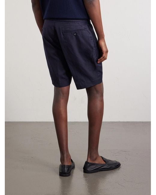 Officine Generale Blue Phil Straight-Leg Lyocell, Linen And Cotton-Blend Shorts for men
