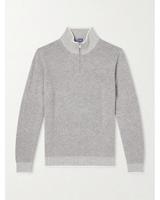 Fedeli Gray Cashmere Half-zip Sweater for men