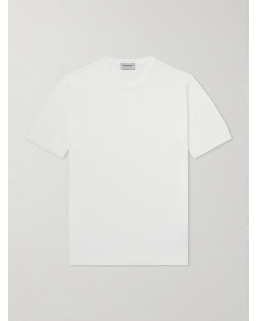 John Smedley White Torin Ss Cotton-knitted T-shirt for men