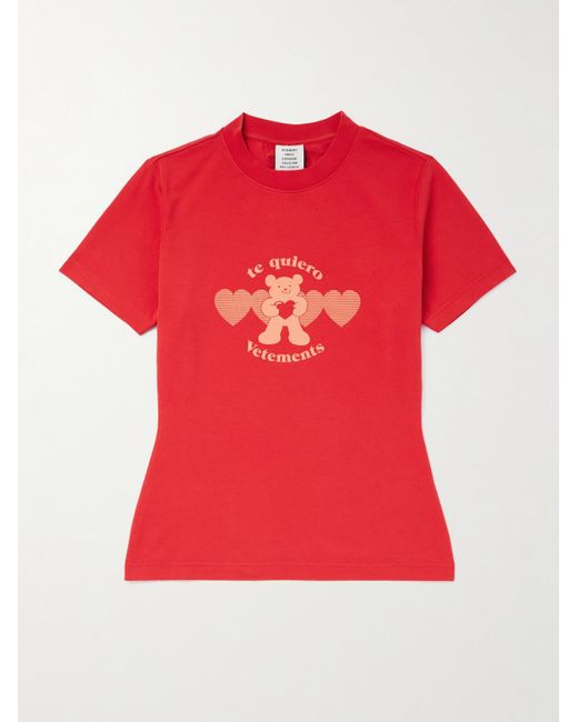 Vetements Te Quiero schmal geschnittenes T-Shirt aus Stretch-Baumwoll-Jersey mit Logoprint in Red für Herren