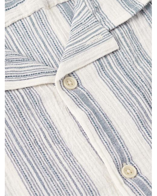 Camicia in garza di cotone a righe con colletto aperto Tallis di Corridor NYC in White da Uomo