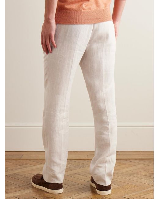 Kingsman White Straight-leg Linen Suit Trousers for men