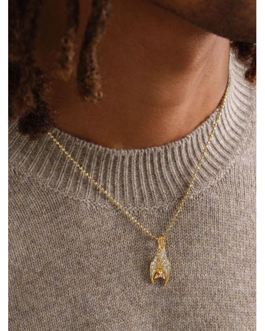 Alex Moss New York Black Cave Dweller 14-Karat, Diamond And Ruby Pendant for men