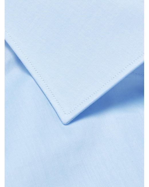 Brioni Blue Cutaway-collar Cotton-poplin Shirt for men