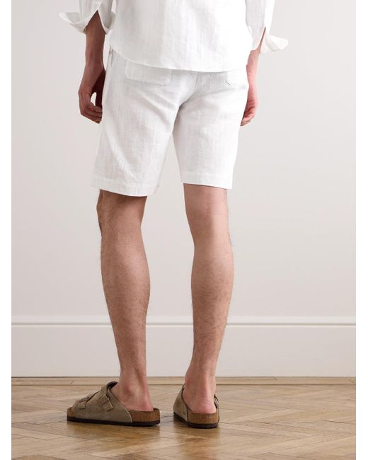 Zimmerli of Switzerland Gerade geschnittene Shorts aus einer Leinen-Baumwollmischung mit Kordelzugbund in White für Herren