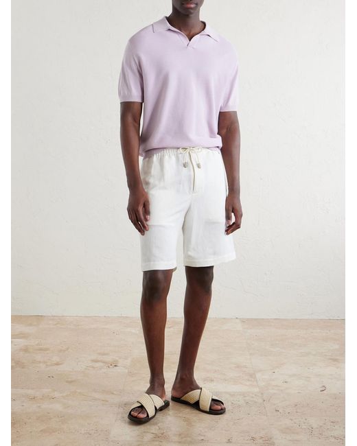 Canali Pink Cotton And Silk-Blend Polo Shirt for men
