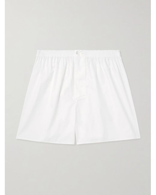 Zimmerli of Switzerland White End-On-End Cotton Boxer Shorts for men