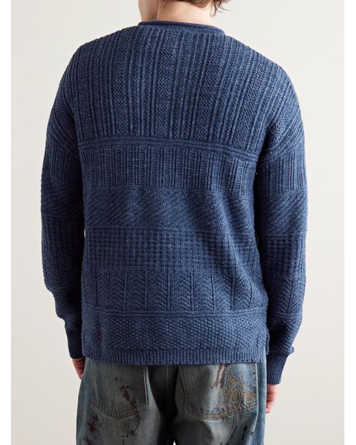 RRL Blue Cotton And Linen-Blend Sweater for men