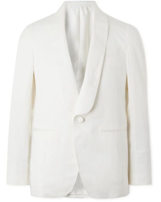 Caruso White Shawl-collar Silk And Linen-blend Tuxedo Jacket for men
