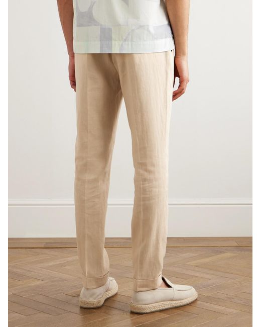 Paul Smith Natural Straight-leg Linen Drawstring Trousers for men