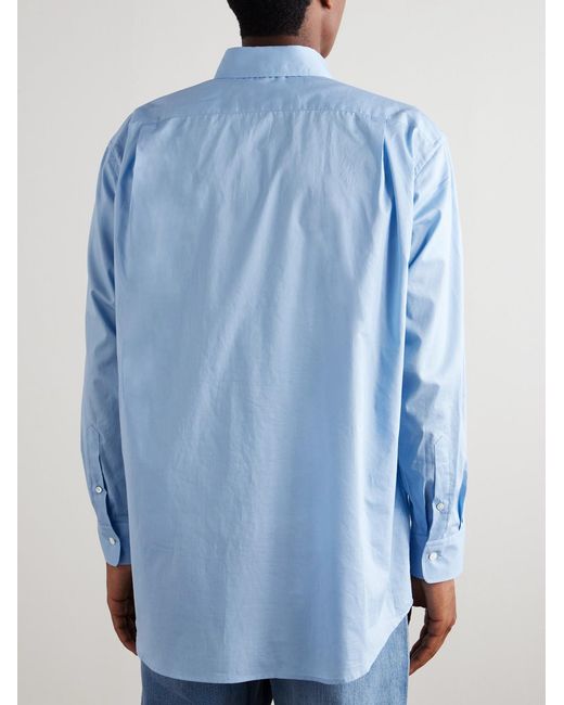 Auralee Blue Oversized Button-down Collar Cotton Shirt for men