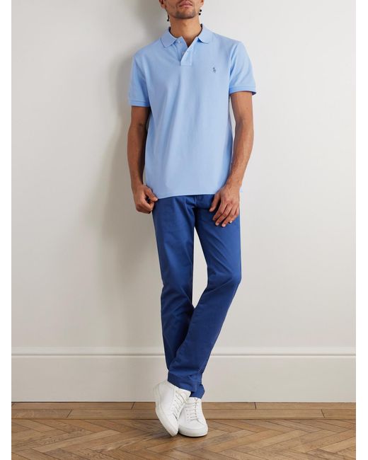 Polo Ralph Lauren Blue Logo-embroidered Cotton-jersey Polo Shirt for men