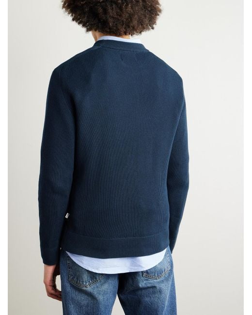 NN07 Blue Kevin 6600 Ribbed Organic Cotton Sweater for men
