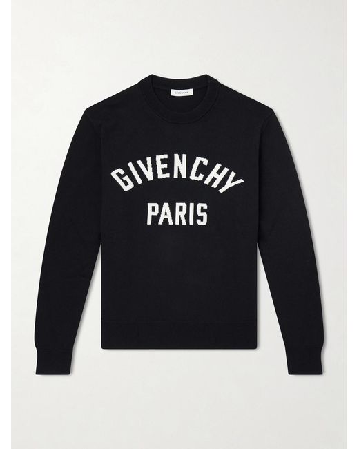 Givenchy Blue Knitted Cotton-Blend Sweater for men
