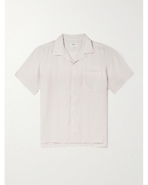 Hartford White Palmito Mc Pat Convertible-Collar Linen Shirt for men