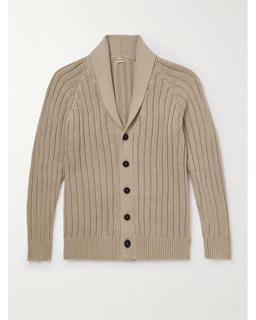 Massimo Alba Steve Shawl-collar Ribbed Cotton Cardigan in Natural for ...