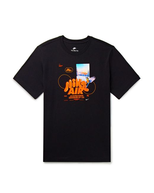 Nike Black Sportswear Printed Cotton-jersey T-shirt for men