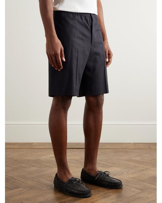 Zegna Blue Straight-leg Linen Shorts for men