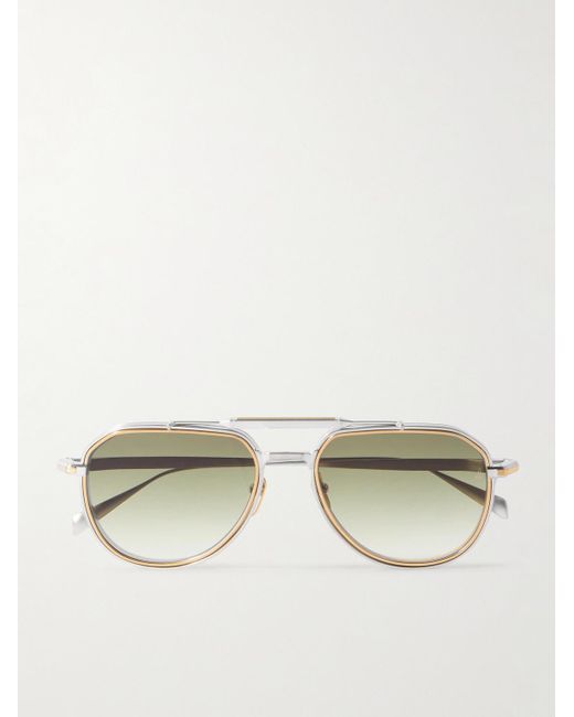 Jacques Marie Mage Natural Commander Aviator-Style Brushed Two-Tone Beta Titanium Sunglasses for men