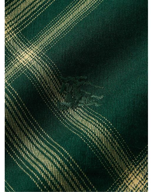 Burberry Green Oversized Button-down Collar Checked Wool-flannel Shirt for men