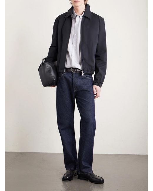 AMI Black Logo-Embossed Cotton-Gabardine Blouson Jacket for men