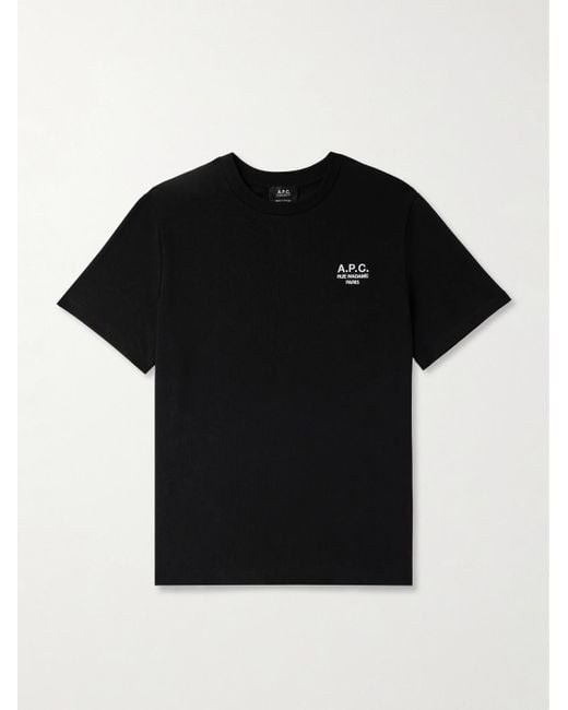 A.P.C. Black Logo-Embroidered Cotton-Jersey T-Shirt for men