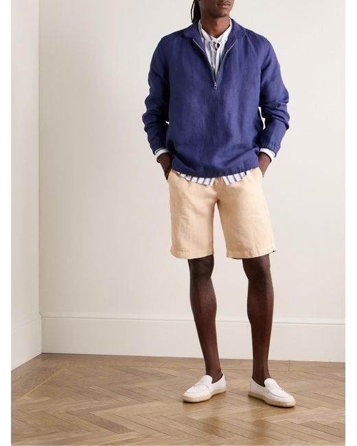 Massimo Alba Natural Alaccia Straight-leg Pleated Linen Bermuda Shorts for men