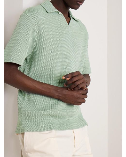 Mr P. Green Waffle-Knit Cotton Polo Shirt for men