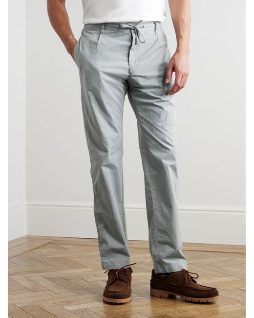Hartford Gray Tanker Slim-Fit Straight-Leg Cotton Drawstring Trousers for men