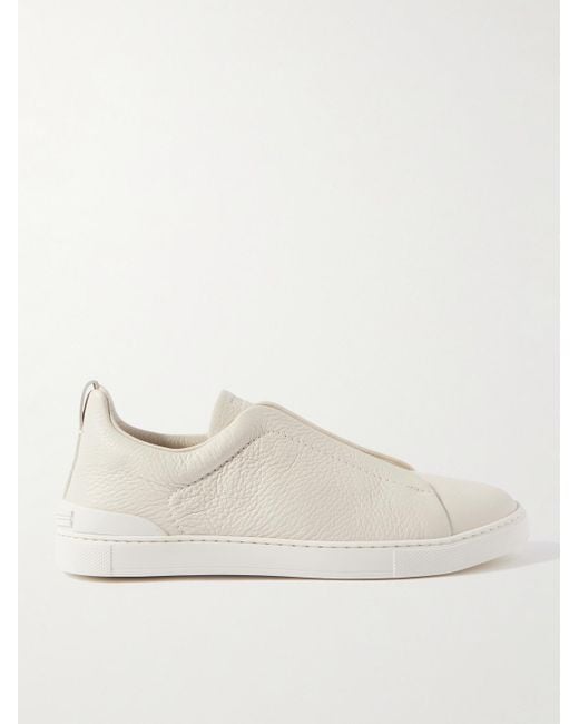 Zegna Natural Triple Stitch Full-Grain Deerskin Slip-On Sneakers for men