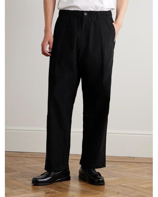 Kardo Black Taka Straight-Leg Embroidered Cotton-Corduroy Trousers for men