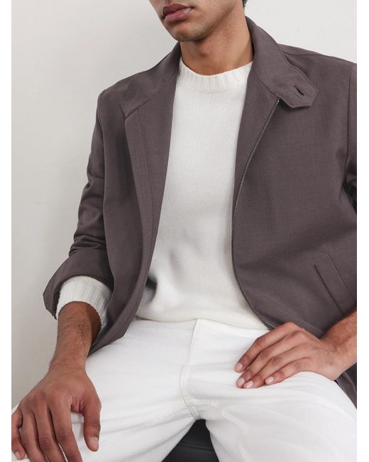 Canali Brown Impeccabile Wool Bomber Jacket for men