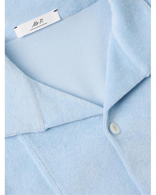 Camicia in spugna di cotone con collo alla francese di Mr P. in Blue da Uomo