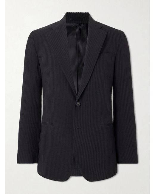 J. Mueser Black Seersucker Virgin Wool Suit Jacket for men