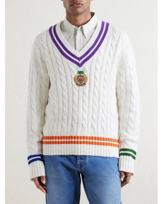 Polo Ralph Lauren White Logo-Embroidered Cotton Sweater for men