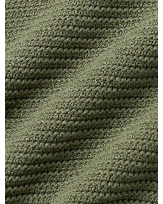 Folk Green Ribbed Cotton Sweater for men