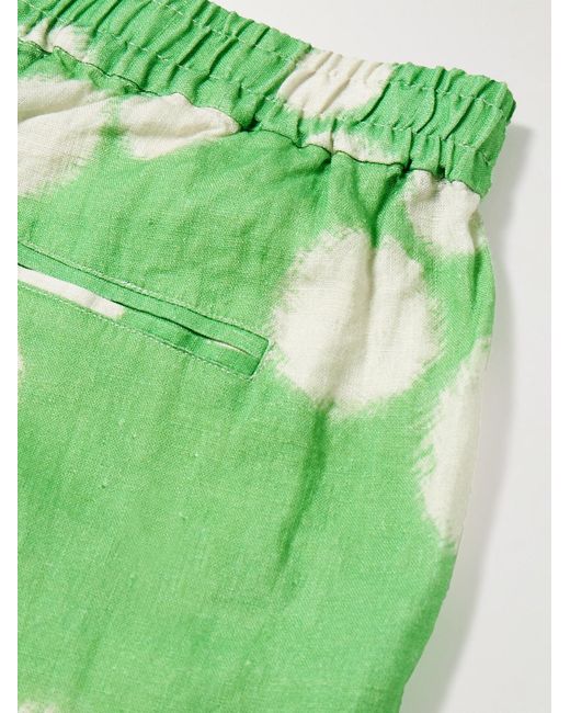Folk Green Assembly Straight-Leg Printed Linen Shorts for men